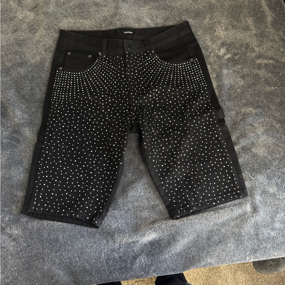 Black Rhinestone Jorts